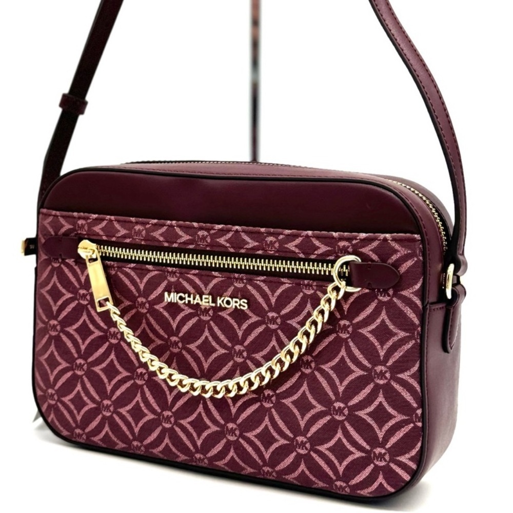 Michael Kors Large Jet Set Item EW Chain Xbody Crossbody Bag Ox Blood Multi